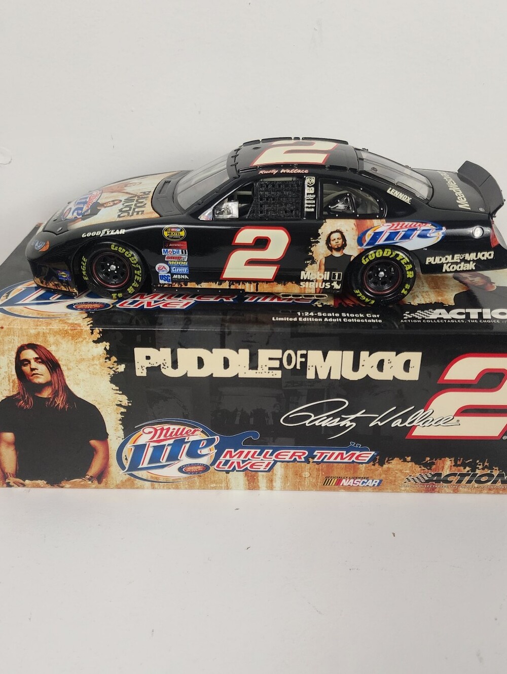 Rusty Wallace #2 Puddle of Mudd Black Miller Lite Die-Cast Race Car 1:24 NASCAR